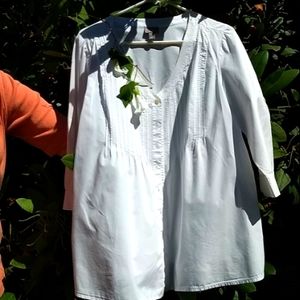 J.jill blouse, white v neck, summer